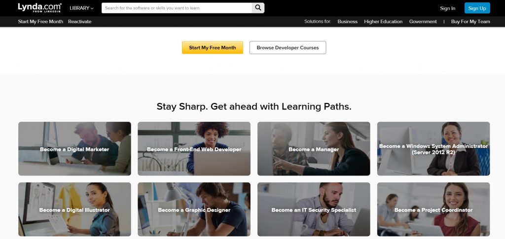 Examples of Learning Paths. Lynda.