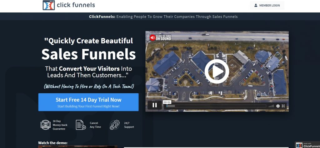 ClickFunnels’ home page.