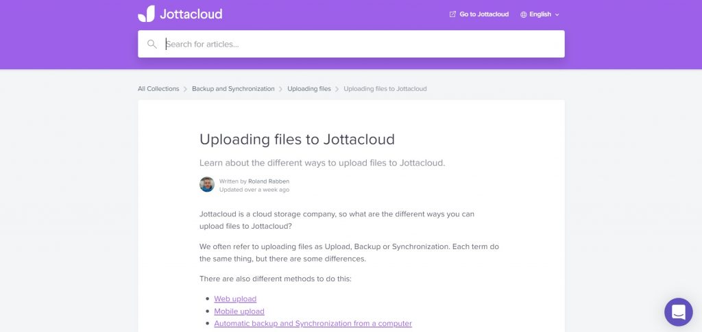 How to upload files to the platform. Jottacloud.