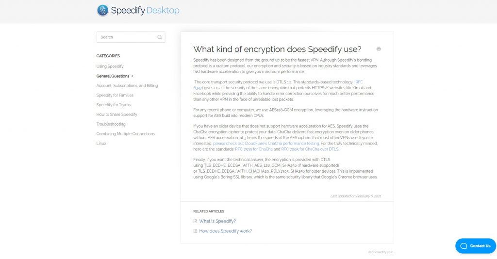 Speedify's encryption functionality.