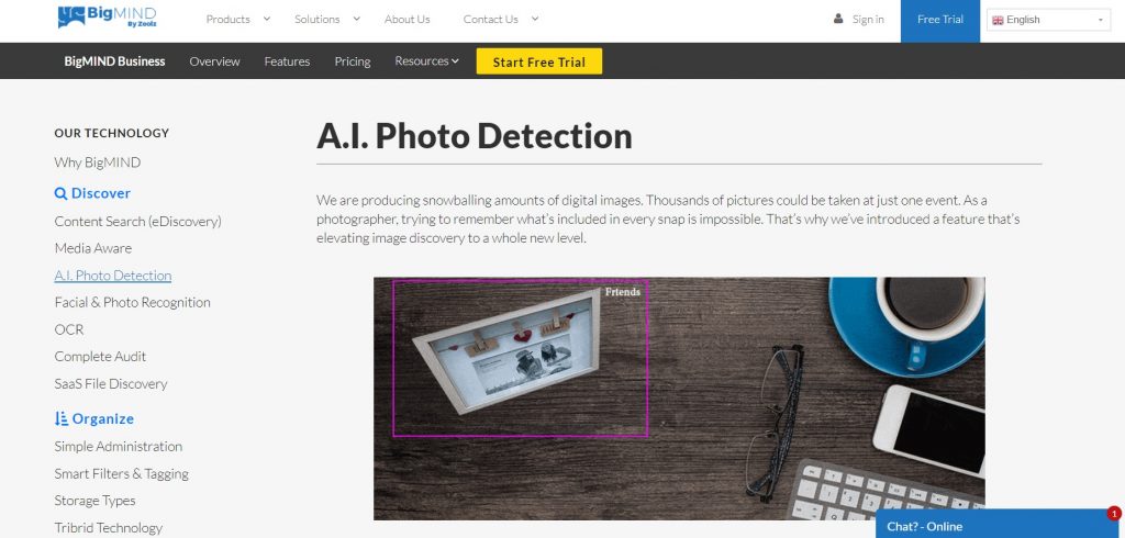 Info about AI-powered image management. BigMIND.