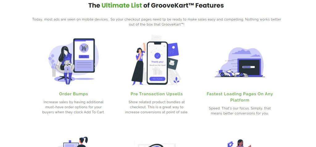 A list of GrooveKart features.