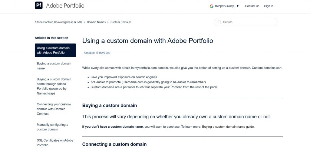 Basic rules of using a custom domain on Adobe Portfolio. 