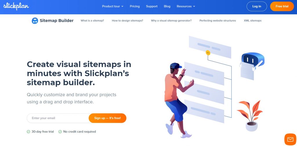 Slickplan home page.