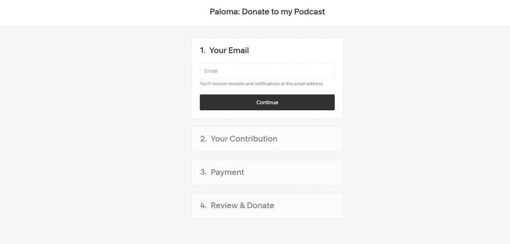 Paloma’s donation option.