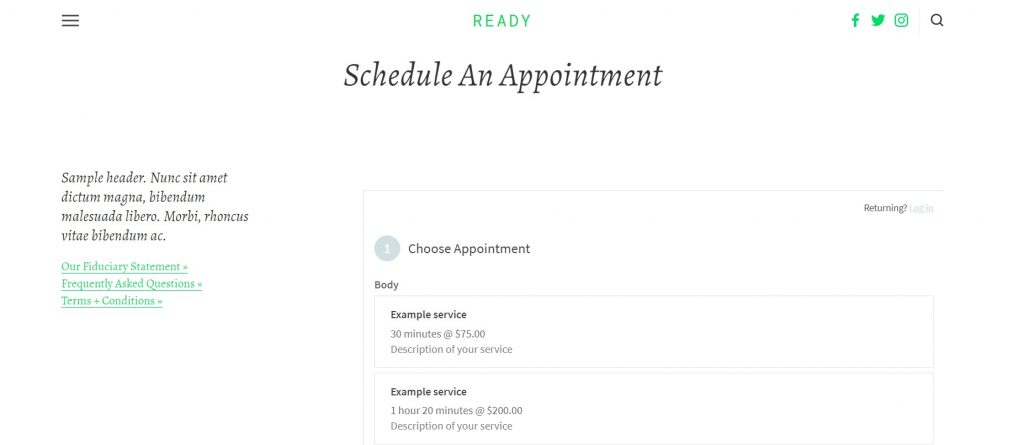 Ready’s scheduling feature.